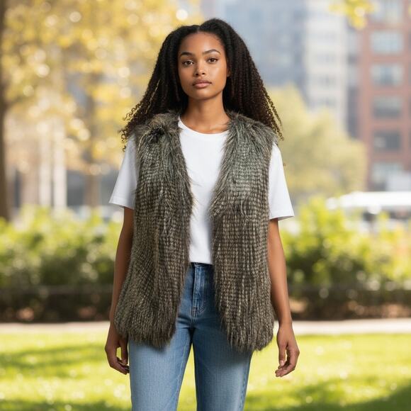 Bebe Faux Fur Vest Womens Medium Brown Ultra Soft Winter Grunge Outdoor Mobwife - Picture 1 of 6